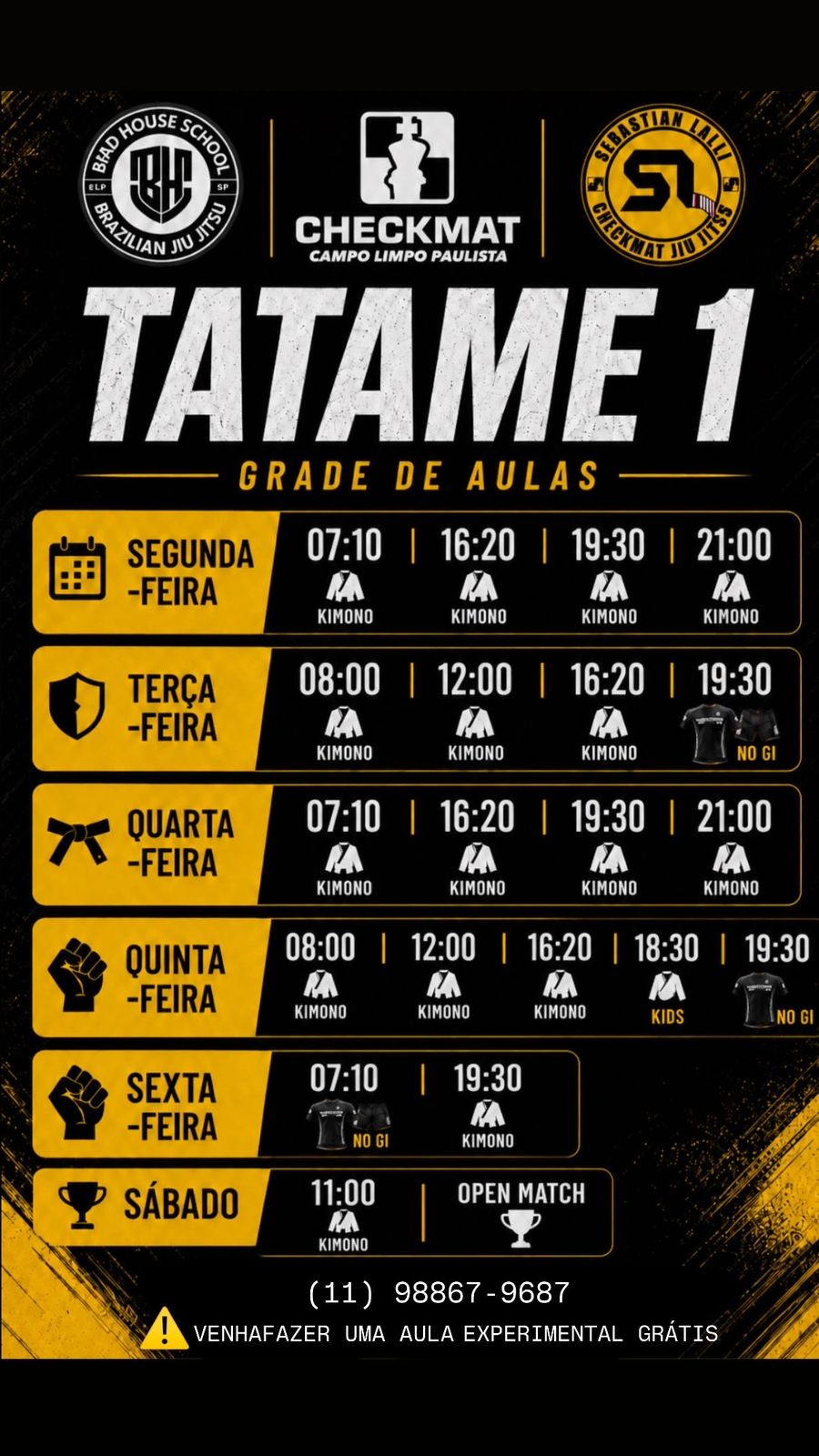 Grade de Aulas Tatame 1